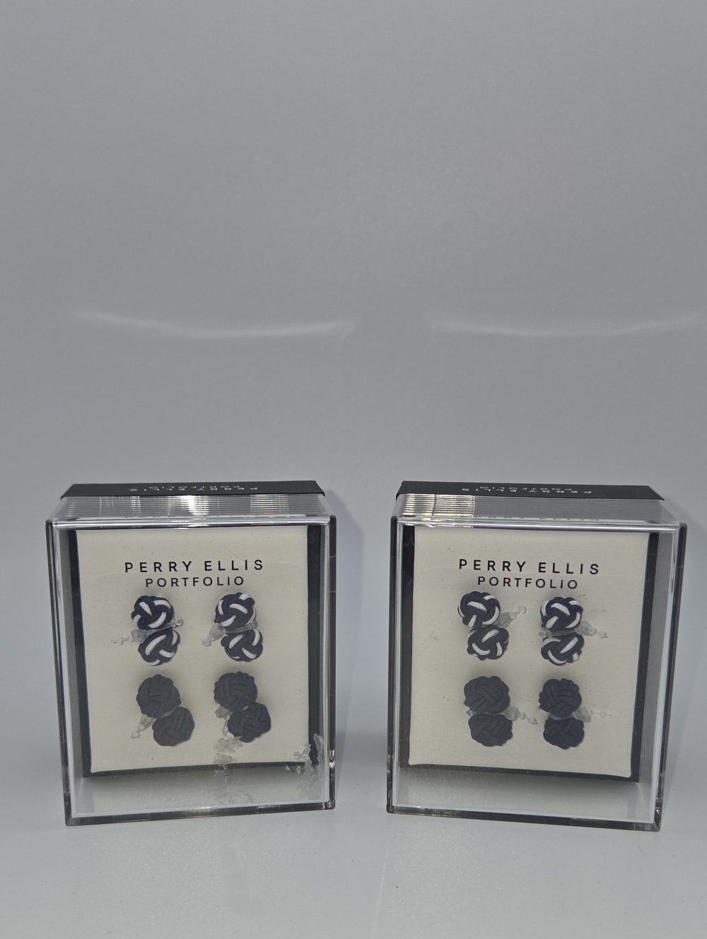 2x1 Perry Ellis Portfolio Mens Silk Knot Cufflinks Navy410